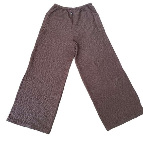 Roxy Textured Brown Pants with White Drawstring - Picture 4 of 5